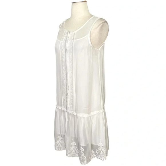 MANGO Suit White Dress Embroidered Western Camisole Sheer Ivory Feminine LWD 2 - Picture 6 of 16